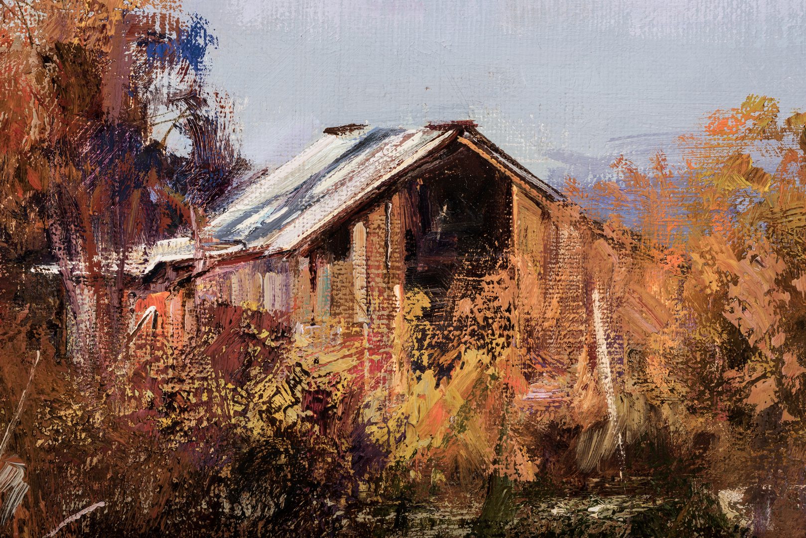Lot 558: Cyrus Afsary, O/C, Western Landscape titled "Fall"