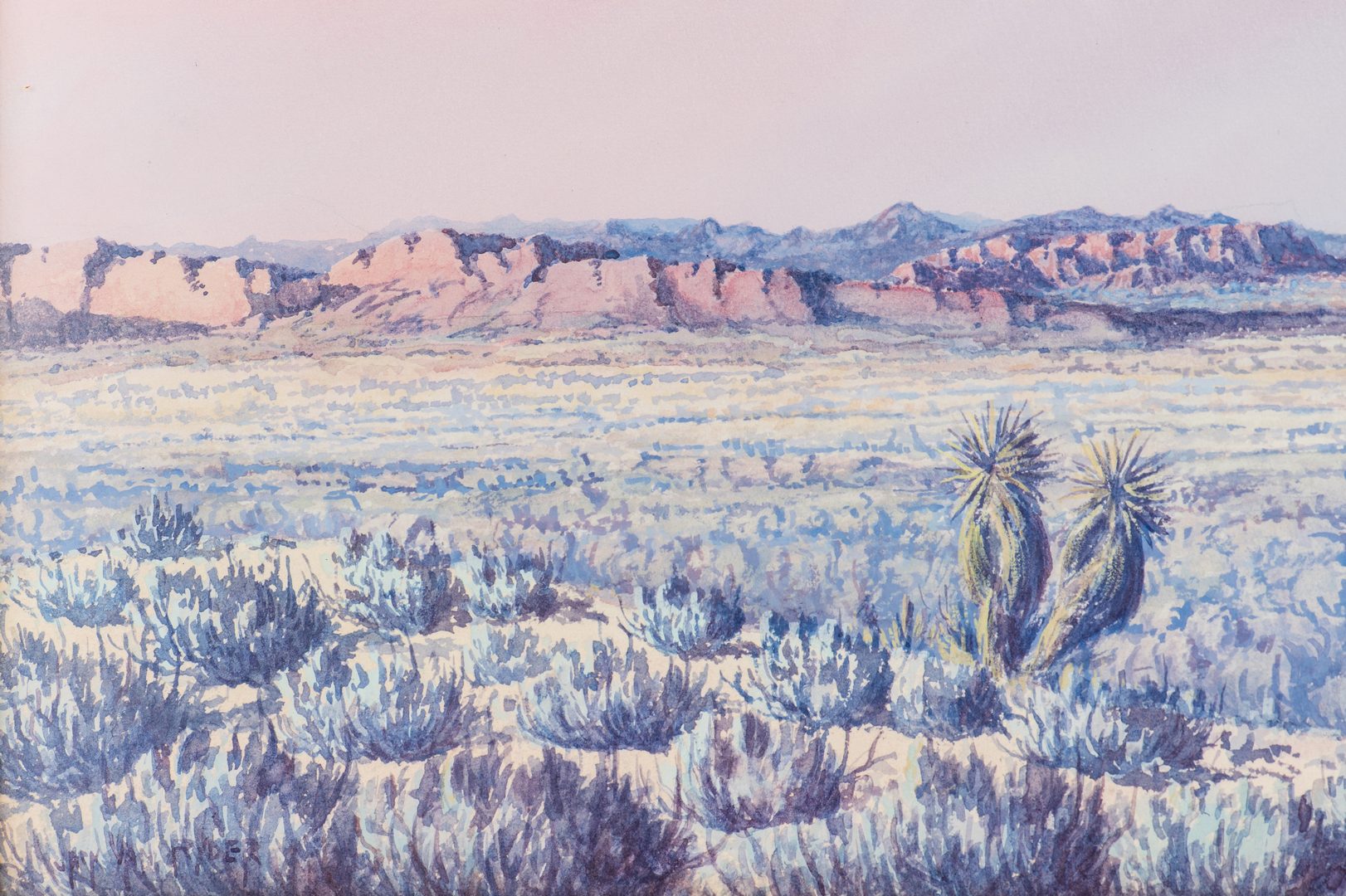 Lot 564: Jack Van Ryder Watercolor Desert Landscape