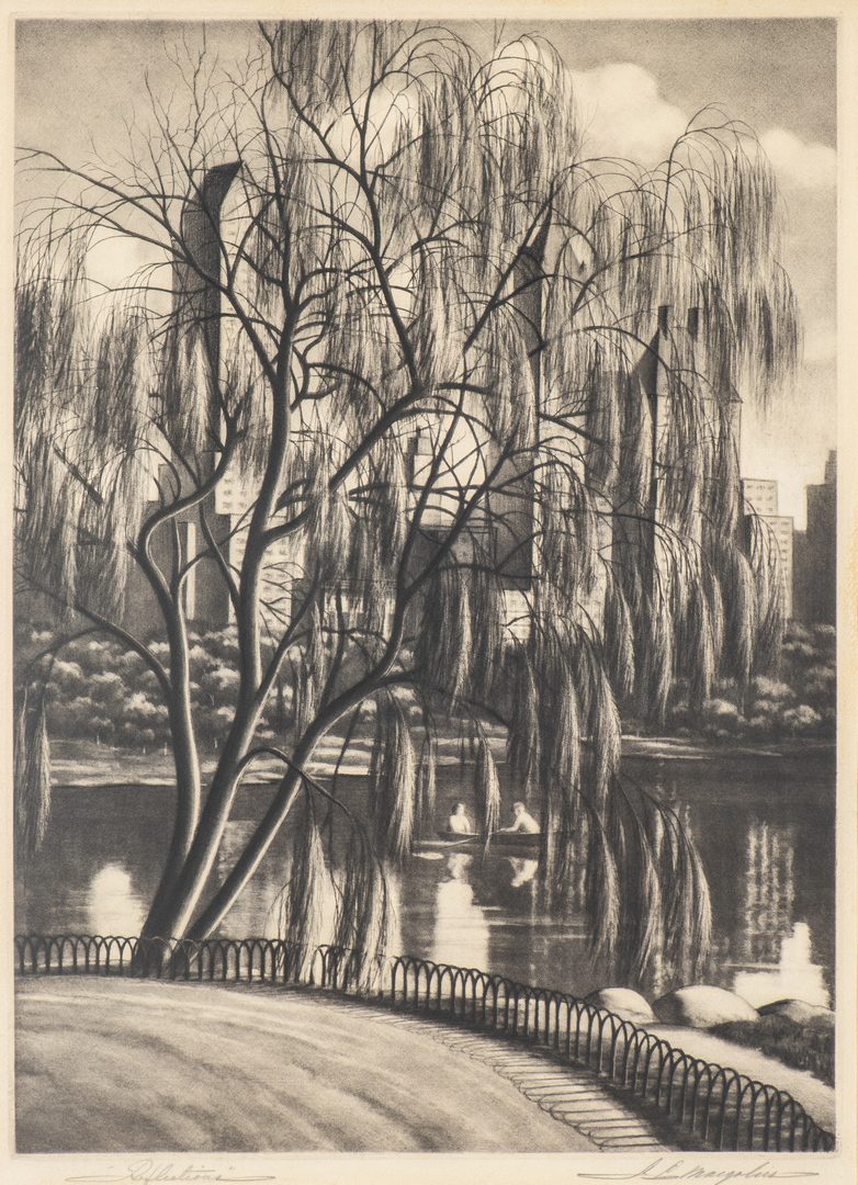 Lot 587: Samuel Margolies Etching, Relections