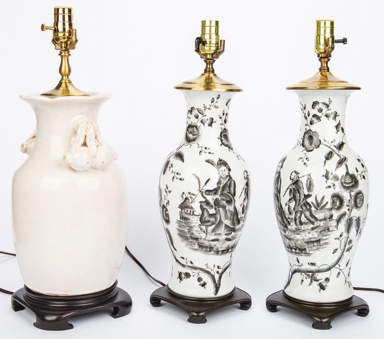 Lot 617: 3 Crackle Glaze Lamps, inc. Chinese Export