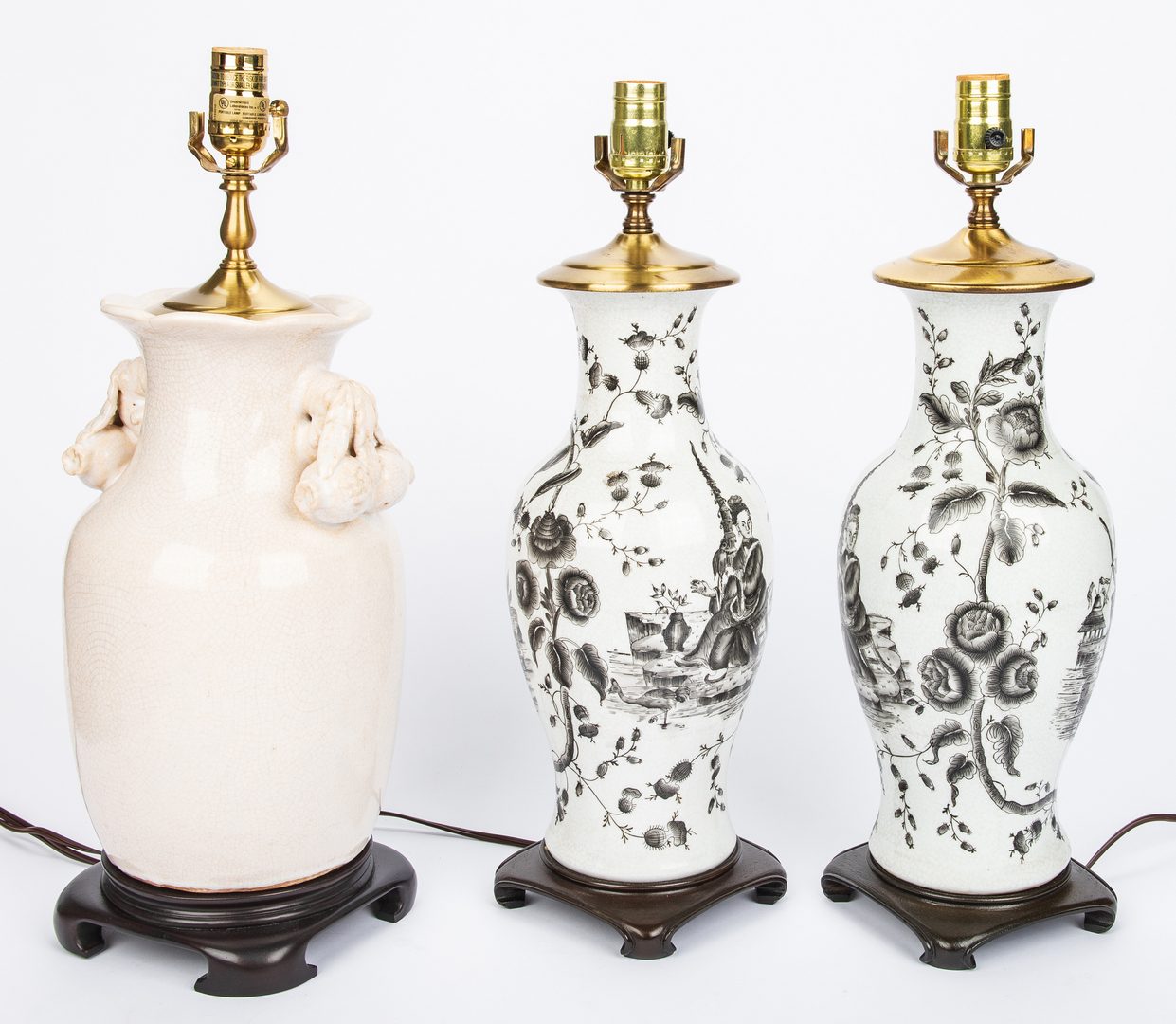 Lot 617: 3 Crackle Glaze Lamps, inc. Chinese Export