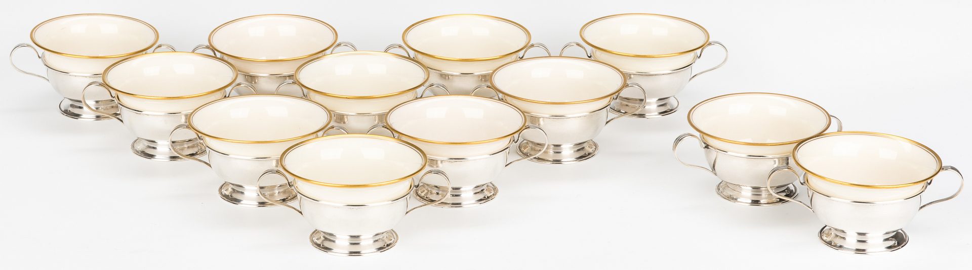 Lot 637: 12 Sterling Demitasse Cups w/ Inserts & 6 Sterling Sorbet Cups