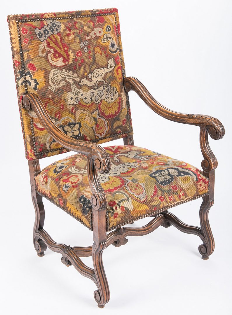 Lot 641: 2 Baroque Continental Needlepoint Chairs