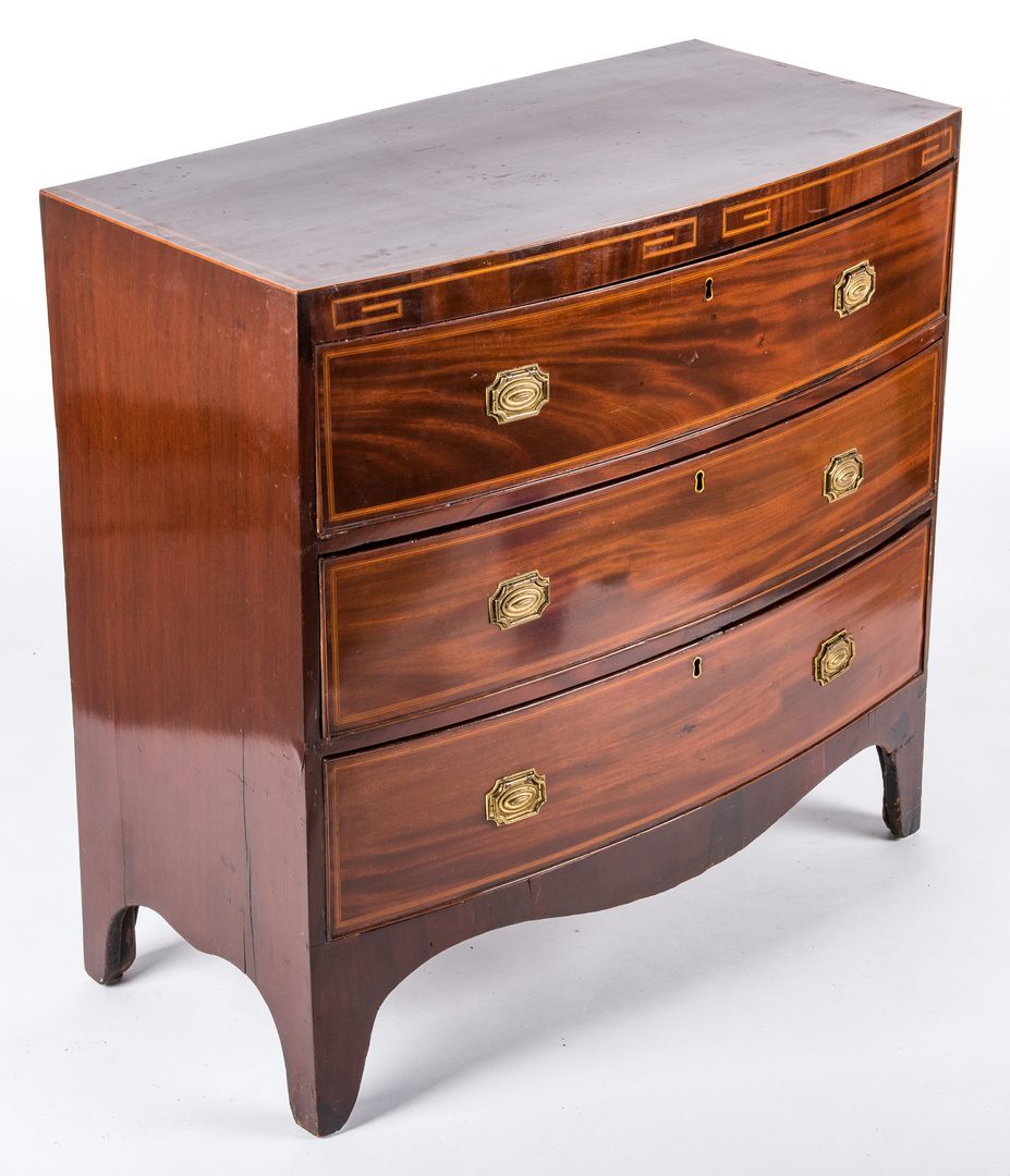 Lot 644: Inlaid English Bowfront Chest