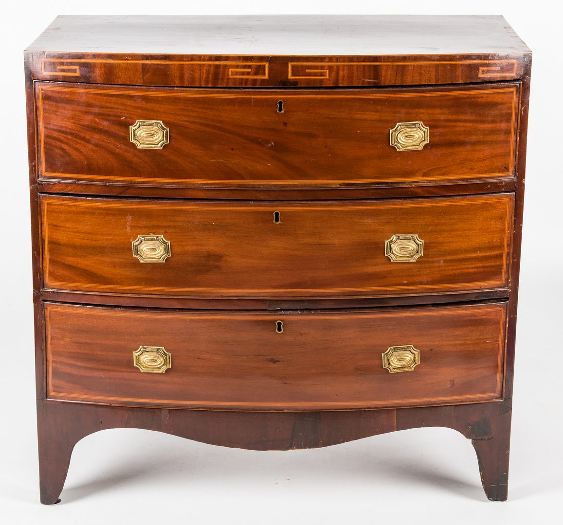 Lot 644: Inlaid English Bowfront Chest