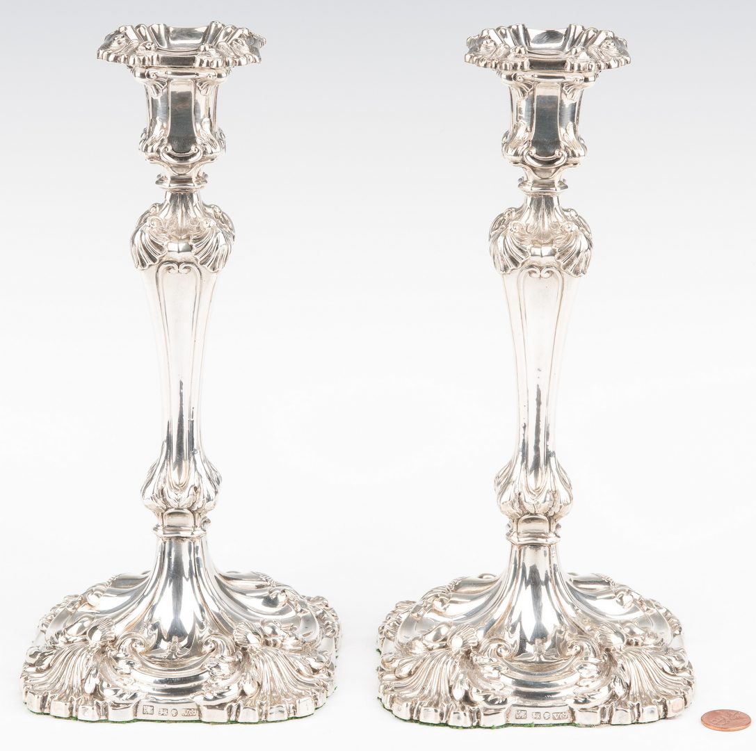 Lot 65: Pair Victorian Sterling Candlesticks