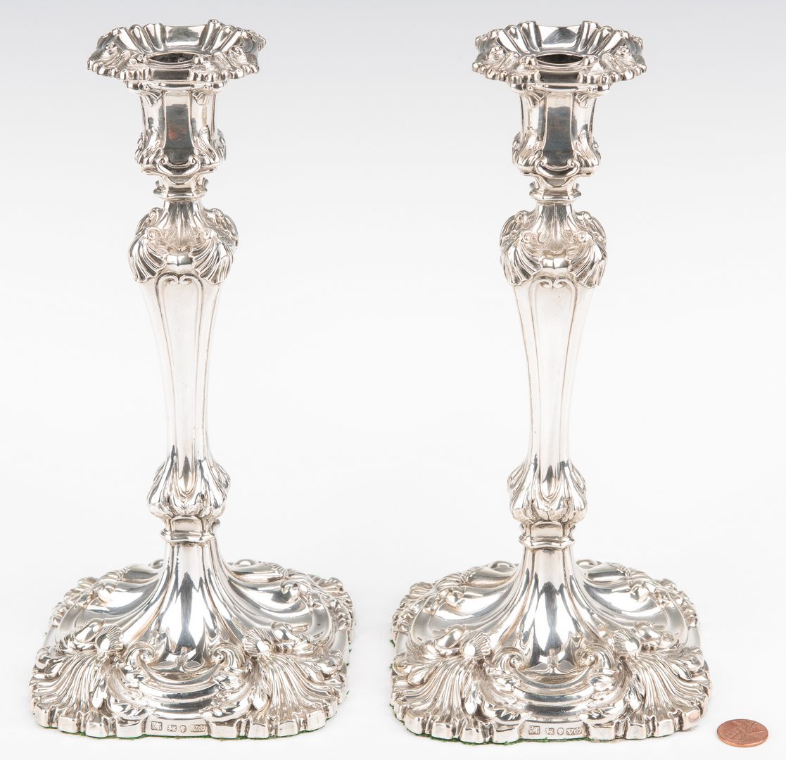Lot 65: Pair Victorian Sterling Candlesticks