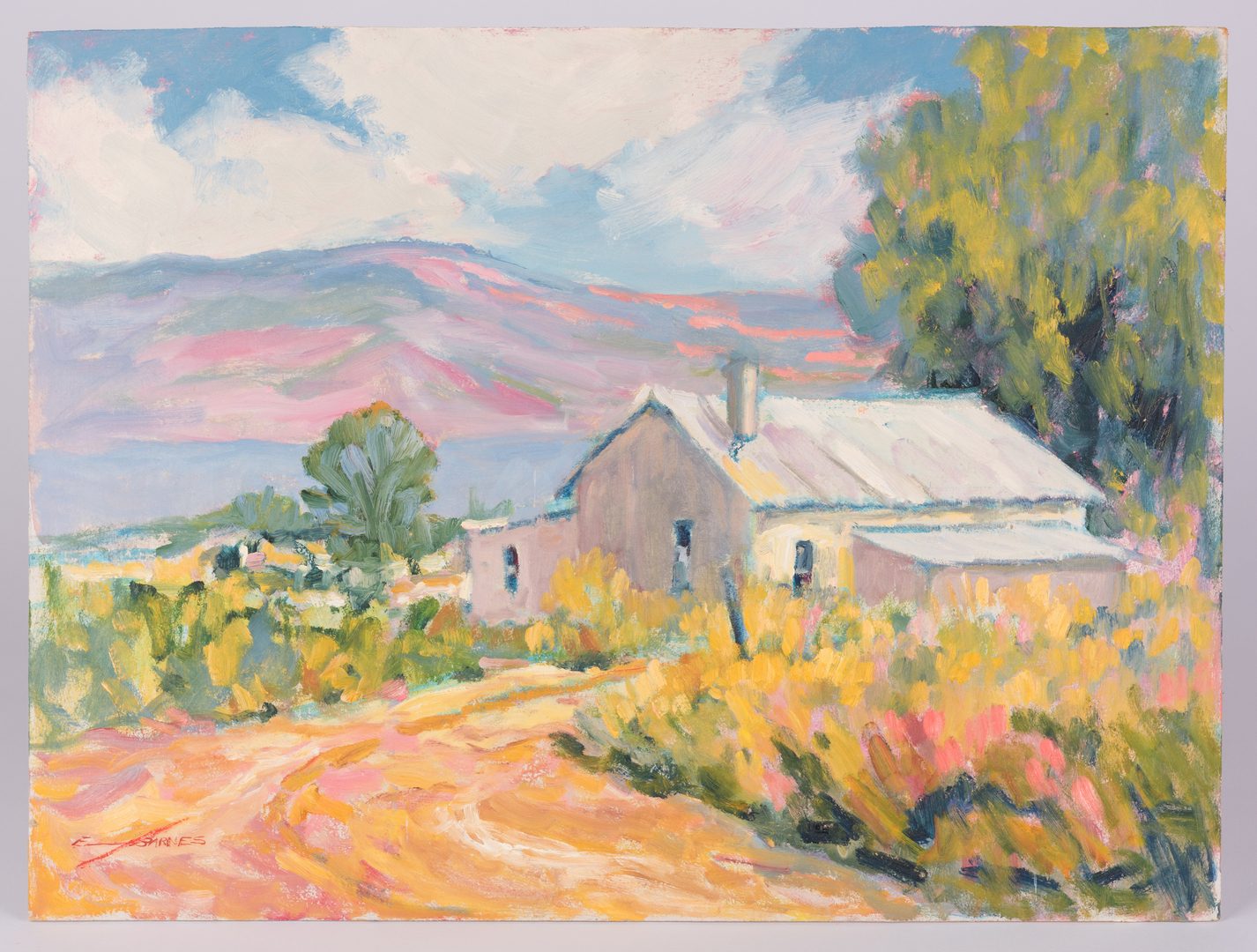 Lot 671: Earline Barnes Impressionist Oil Landscape