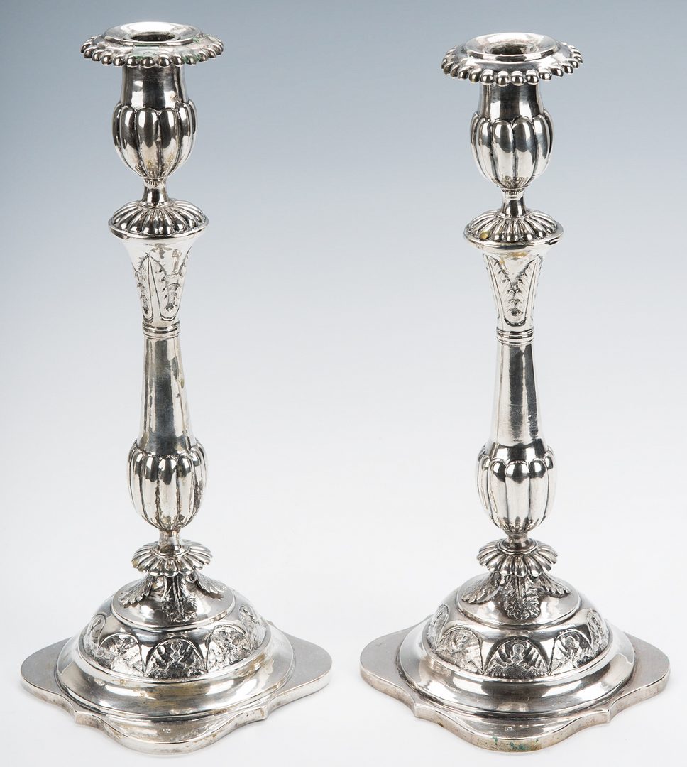 Lot 67: French Silver Teapot & 2 Continental Candlesticks