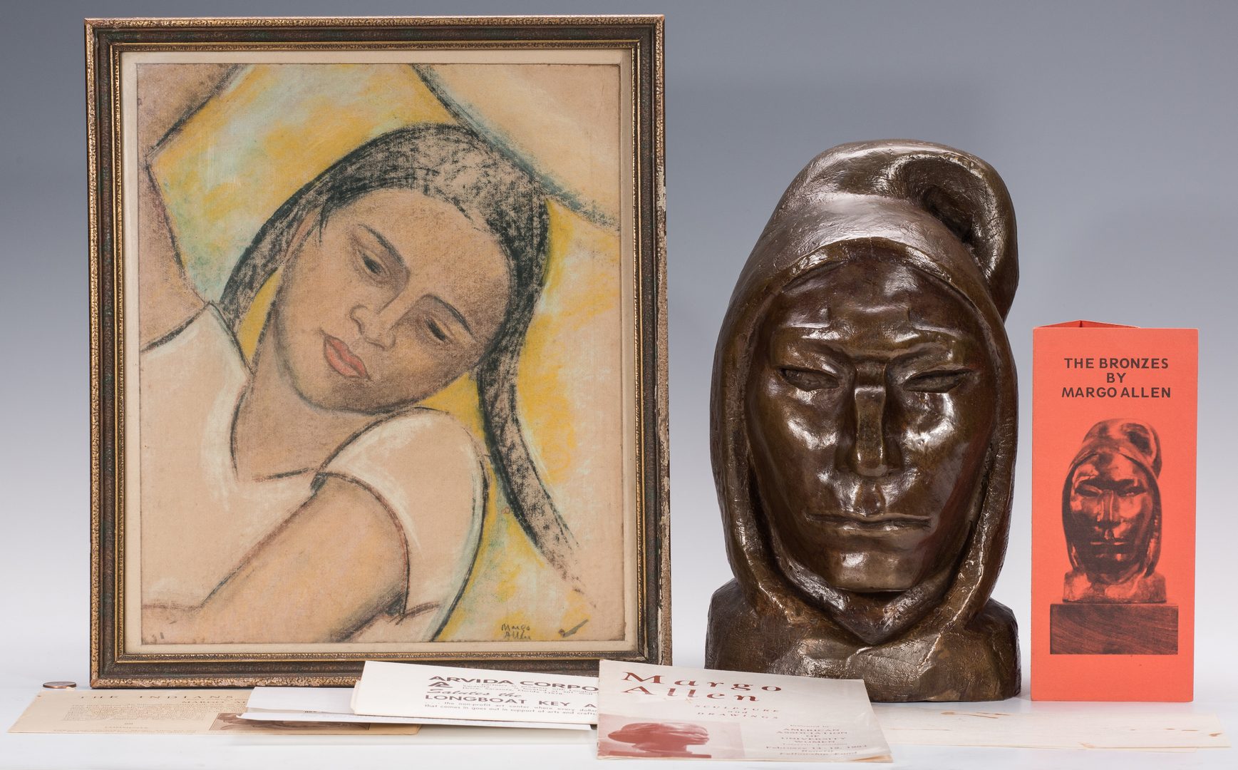 Lot 684: Margo Allen Bronze Bust, Portrait with Archive