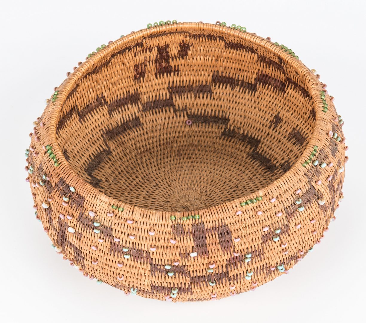 Lot 686: 2 Native American Pomo Baskets, 1 Feather