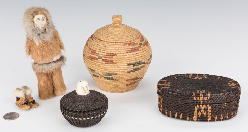 Lot 687: 5 Native American Inuit Items, inc. baskets