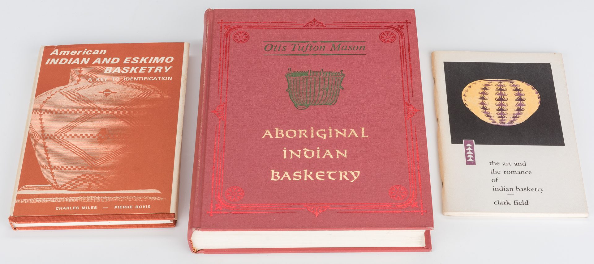 Lot 689: 3 Native American Baskets & 3 Native American Basket Reference Books, 6 pcs.