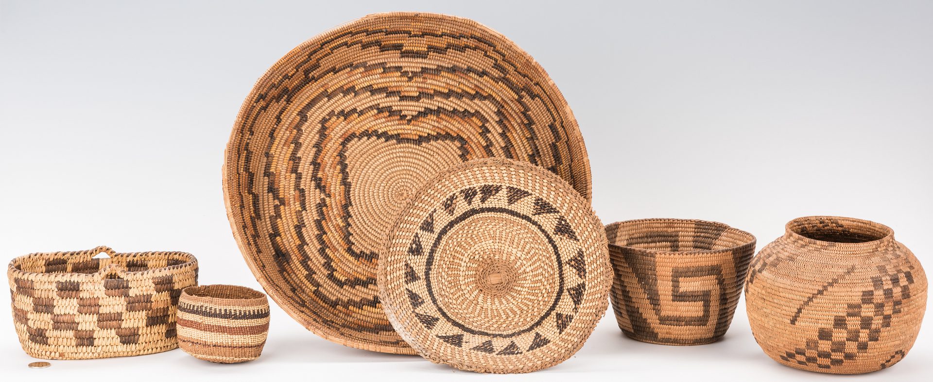 Lot 690: Group of 6 Native American Baskets
