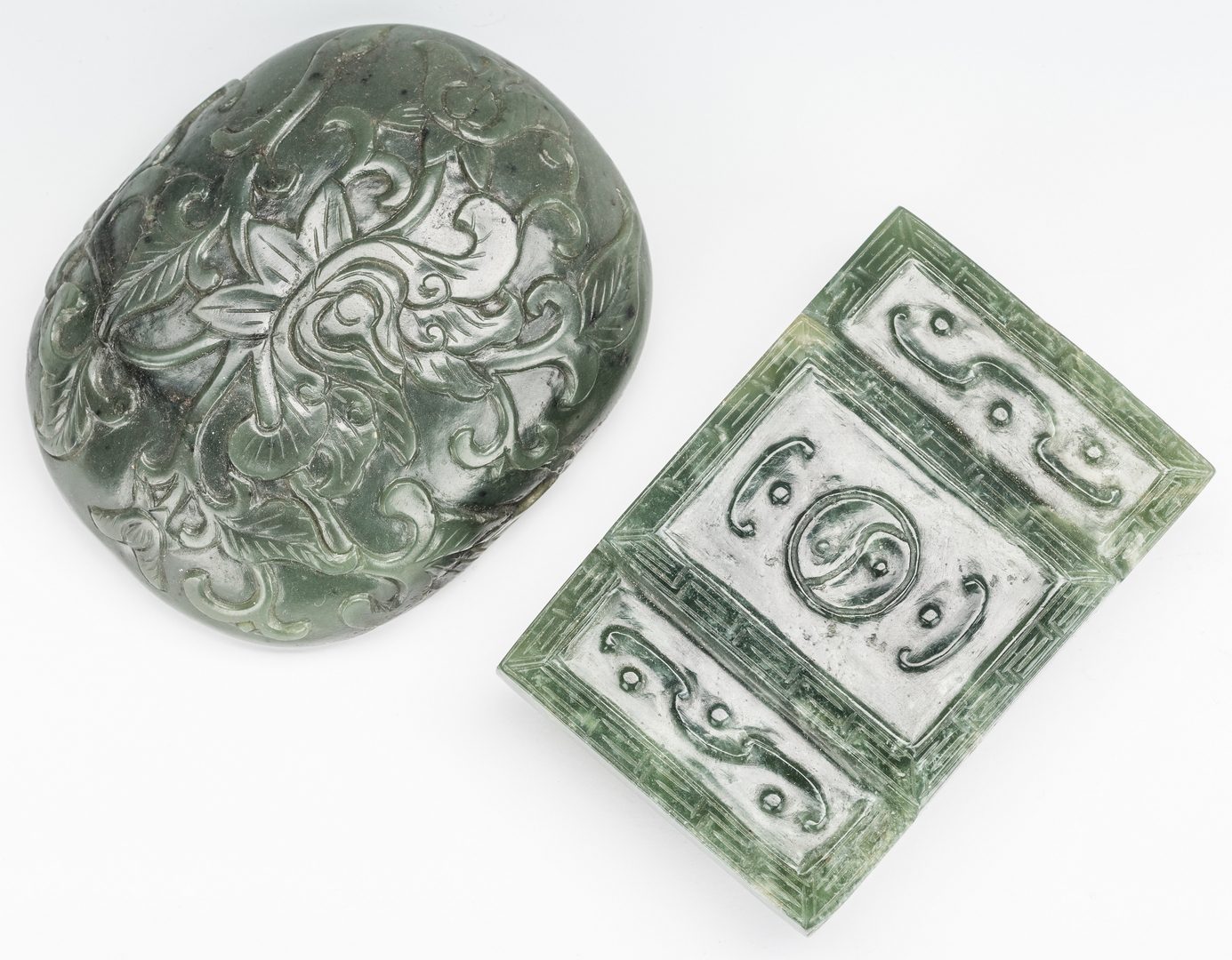 Lot 6: 2 Chinese Spinach Jade Buckles
