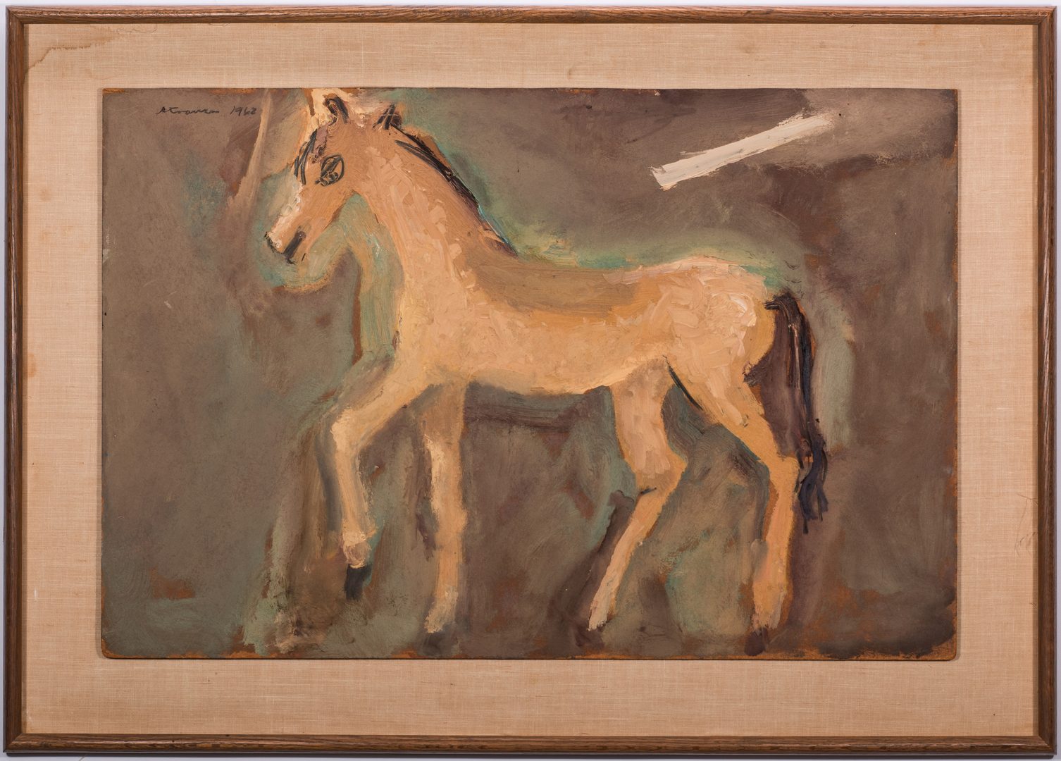 Lot 713: Sterling Strauser, O/B, Horse Painting
