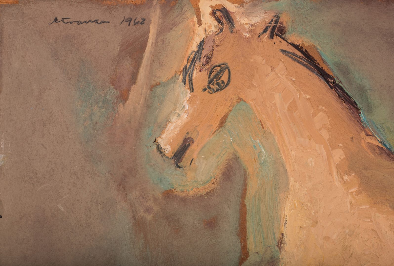 Lot 713: Sterling Strauser, O/B, Horse Painting