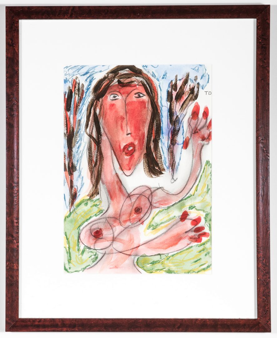 Lot 720: Thornton Dial Nude Portrait Watercolor