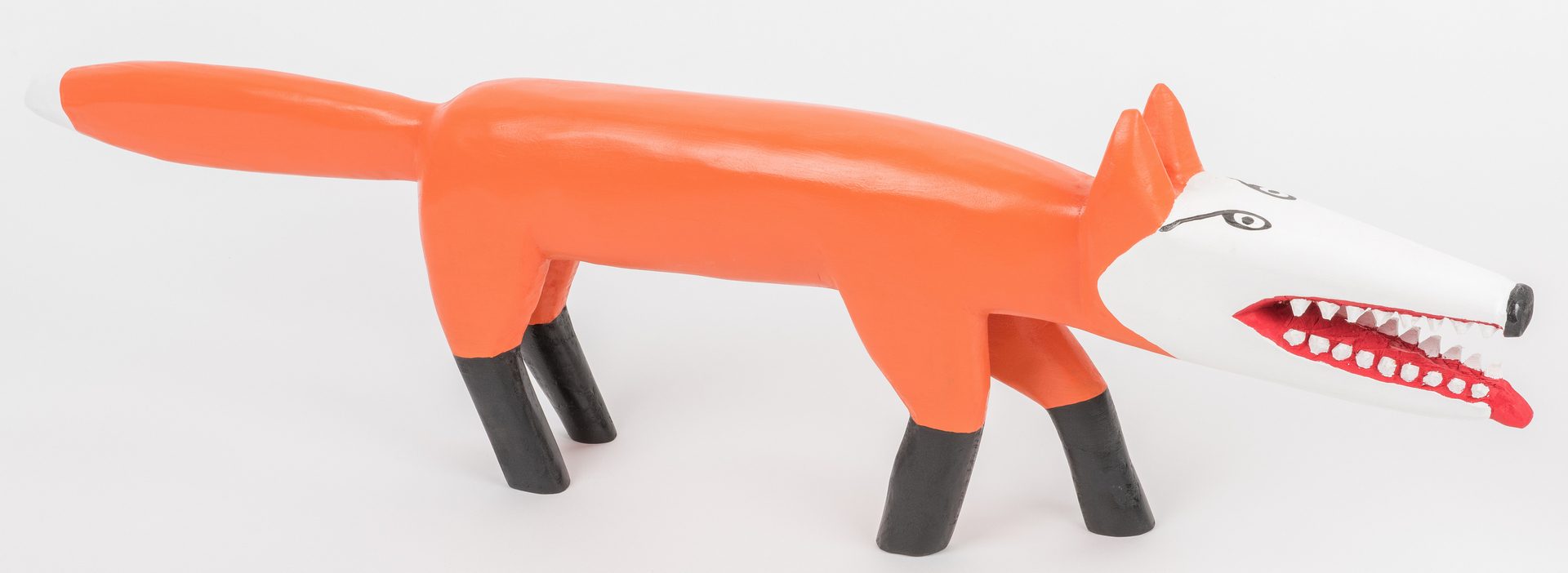 Lot 726: Minnie & Greg Adkins Carved Orange Fox