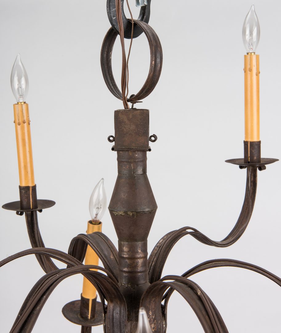 Lot 733: Colonial Style Painted Tin 14-Arm Chandelier