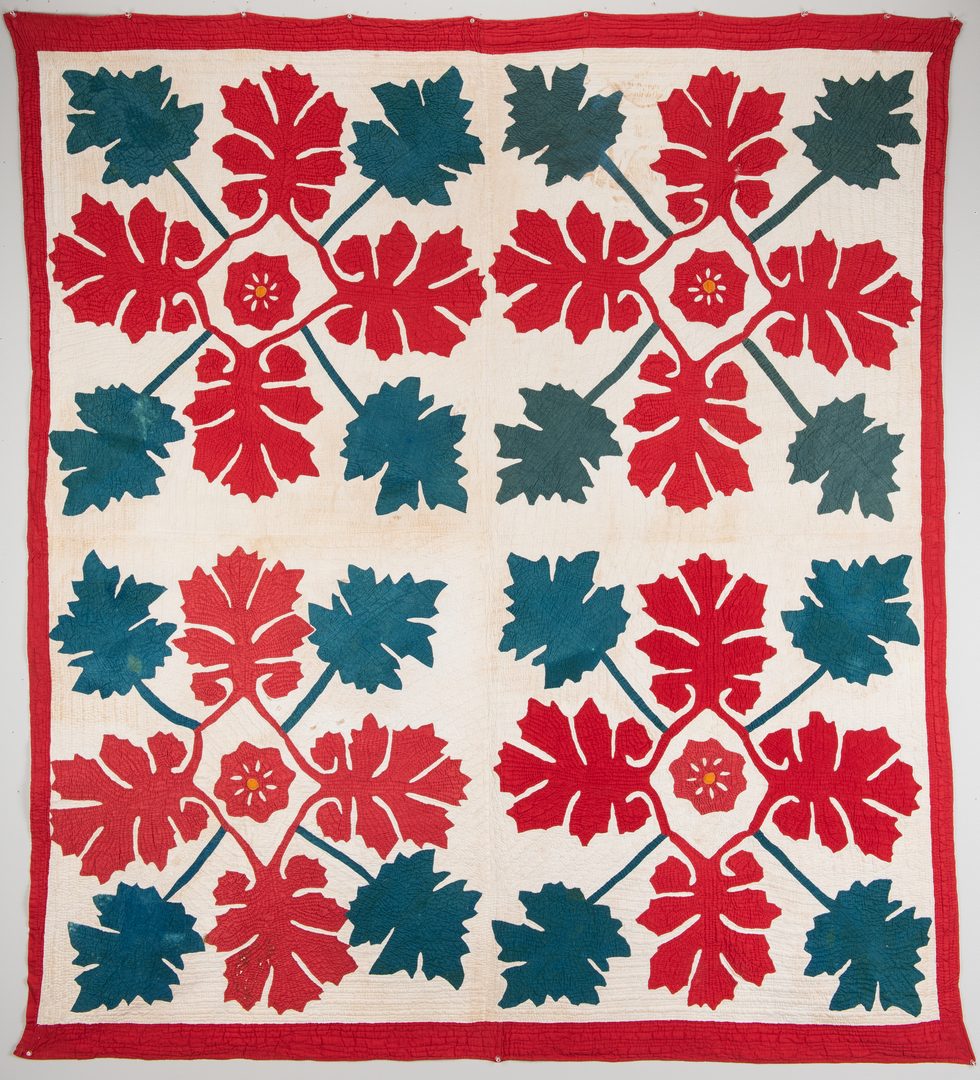 Lot 746: Southern Oak leaf quilt, 19th c.