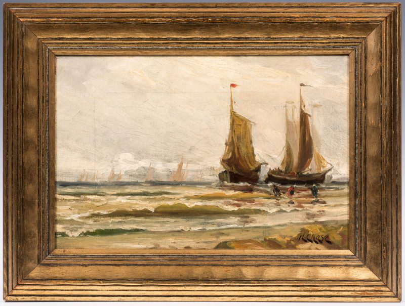 Lot 751: Harry (Henry) Chase Oil on Canvas Maritime Scene