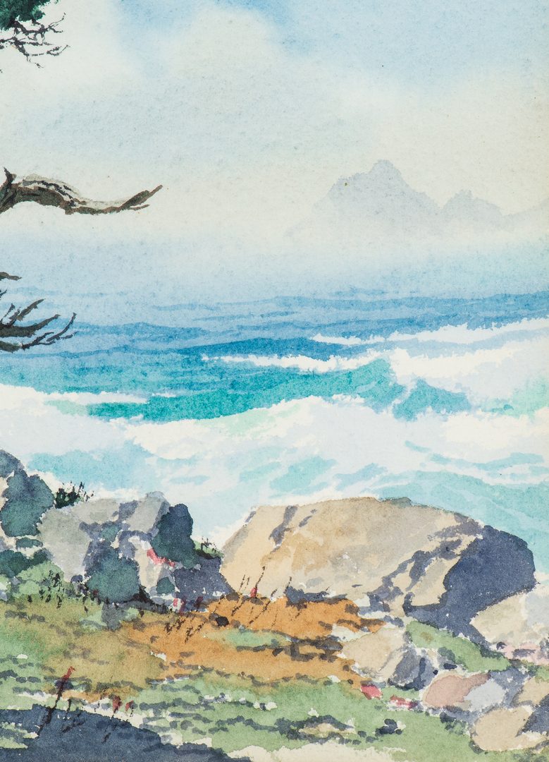 Lot 757: James M. Phillips California Watercolor Coastal Scene