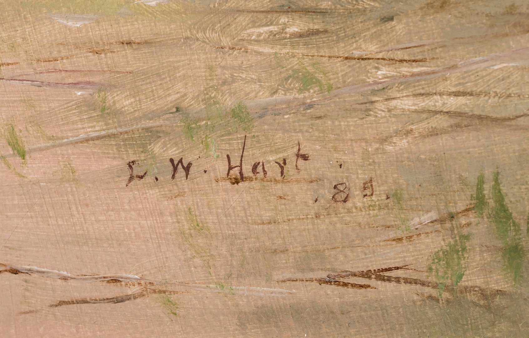 Lot 758: American School 19th c. oil landscape, signed L.W. Hart