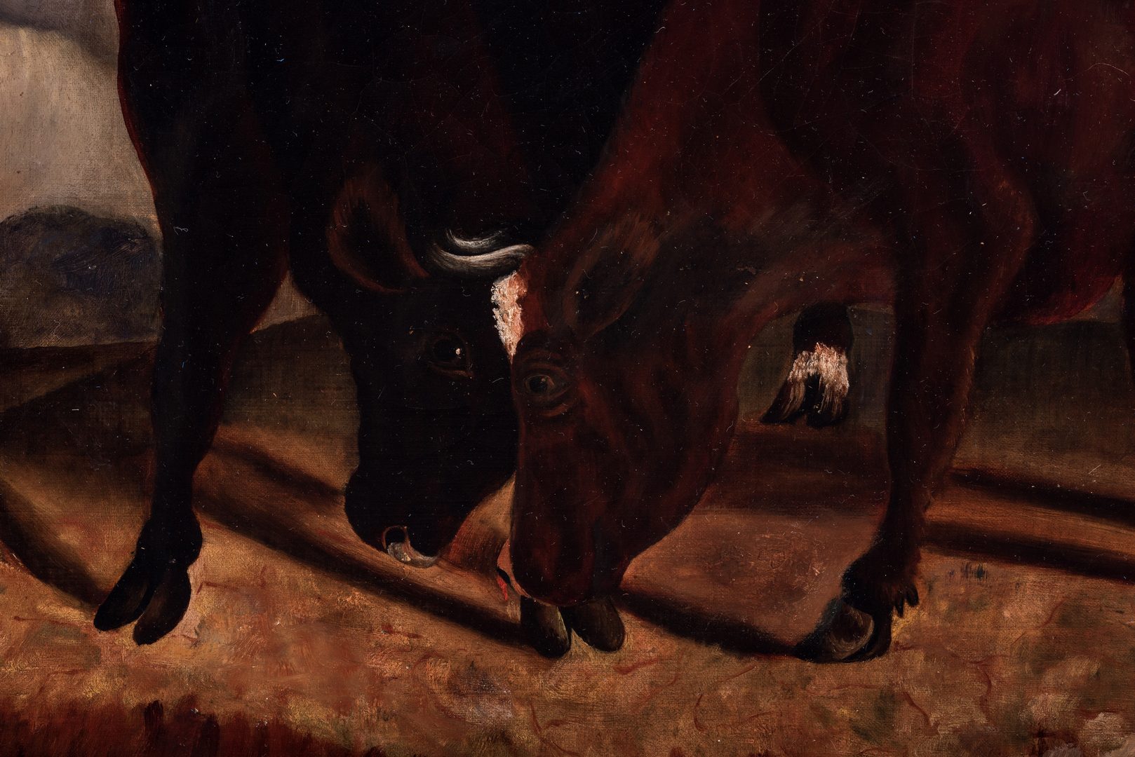 Lot 760: European Oil on Canvas of Bulls by Stream