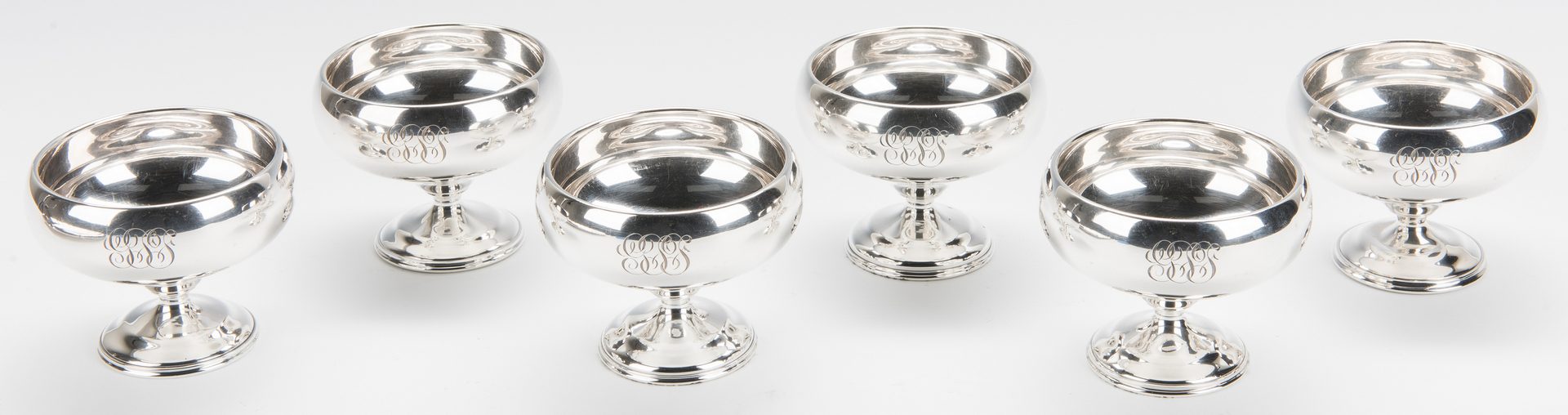 Lot 783: Oval Sterling Tray, Bowl and Sherbets, 8 pcs