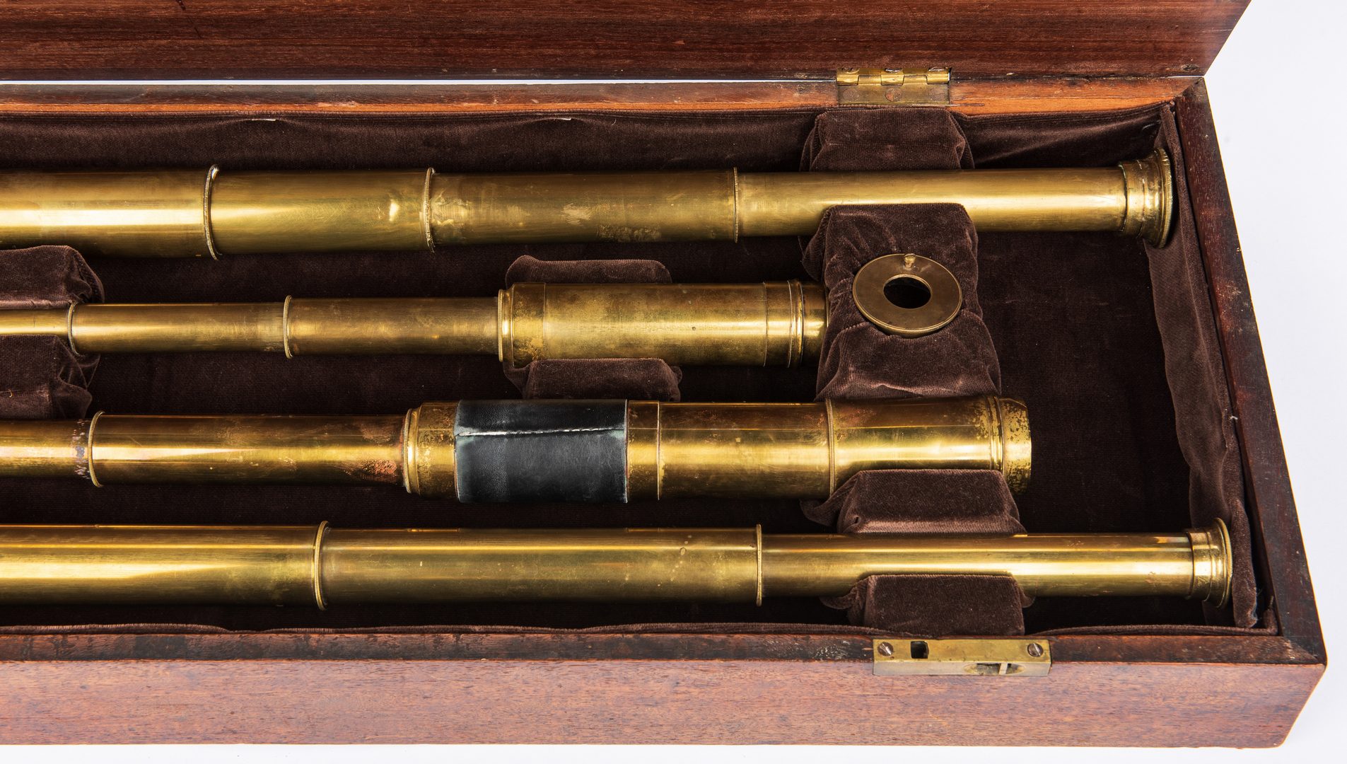 Lot 823: 4 19th c. Brass Ship Telescopes in Box