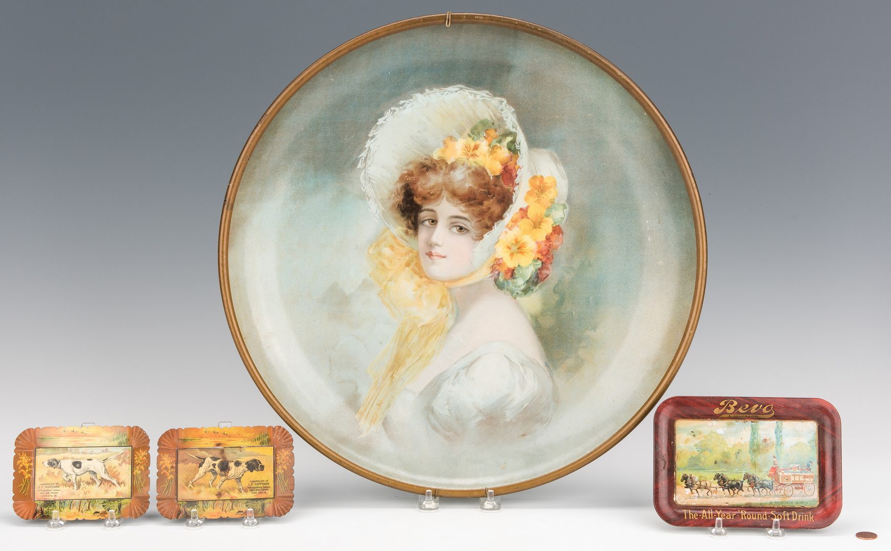 Lot 838: 4 Lithographed Tin Advertising Items