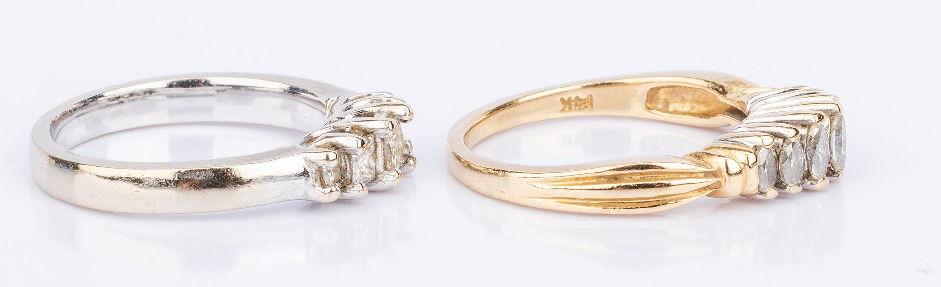 Lot 852: 2 Diamond Bands, Princess and Marquise Cut