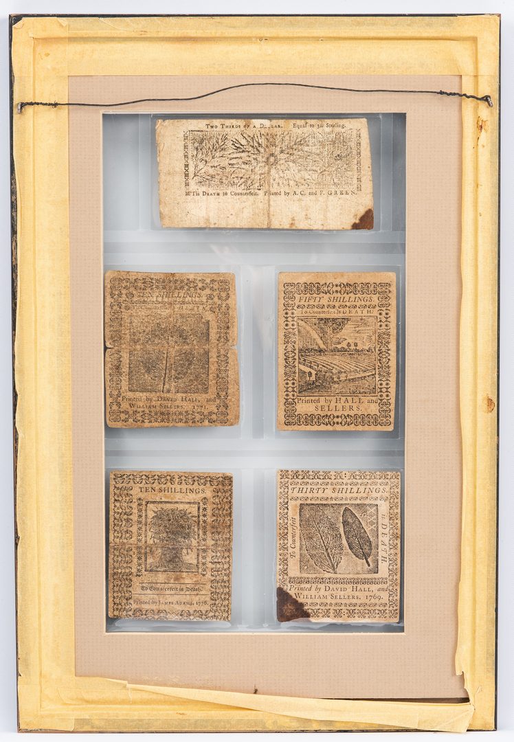 Lot 857: 5 Pcs. Framed  Colonial Currency