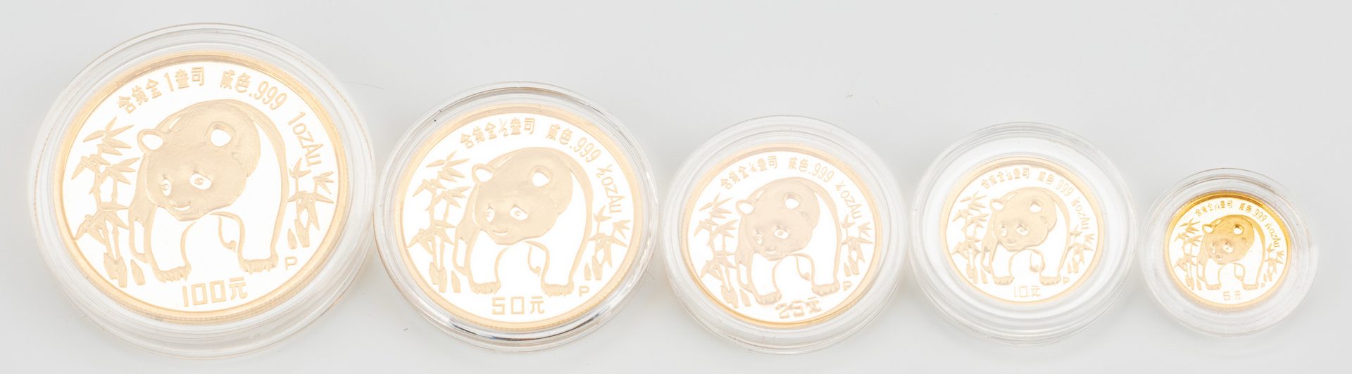 Lot 864: 1986 Chinese 5-Coin Gold Panda Proof Set