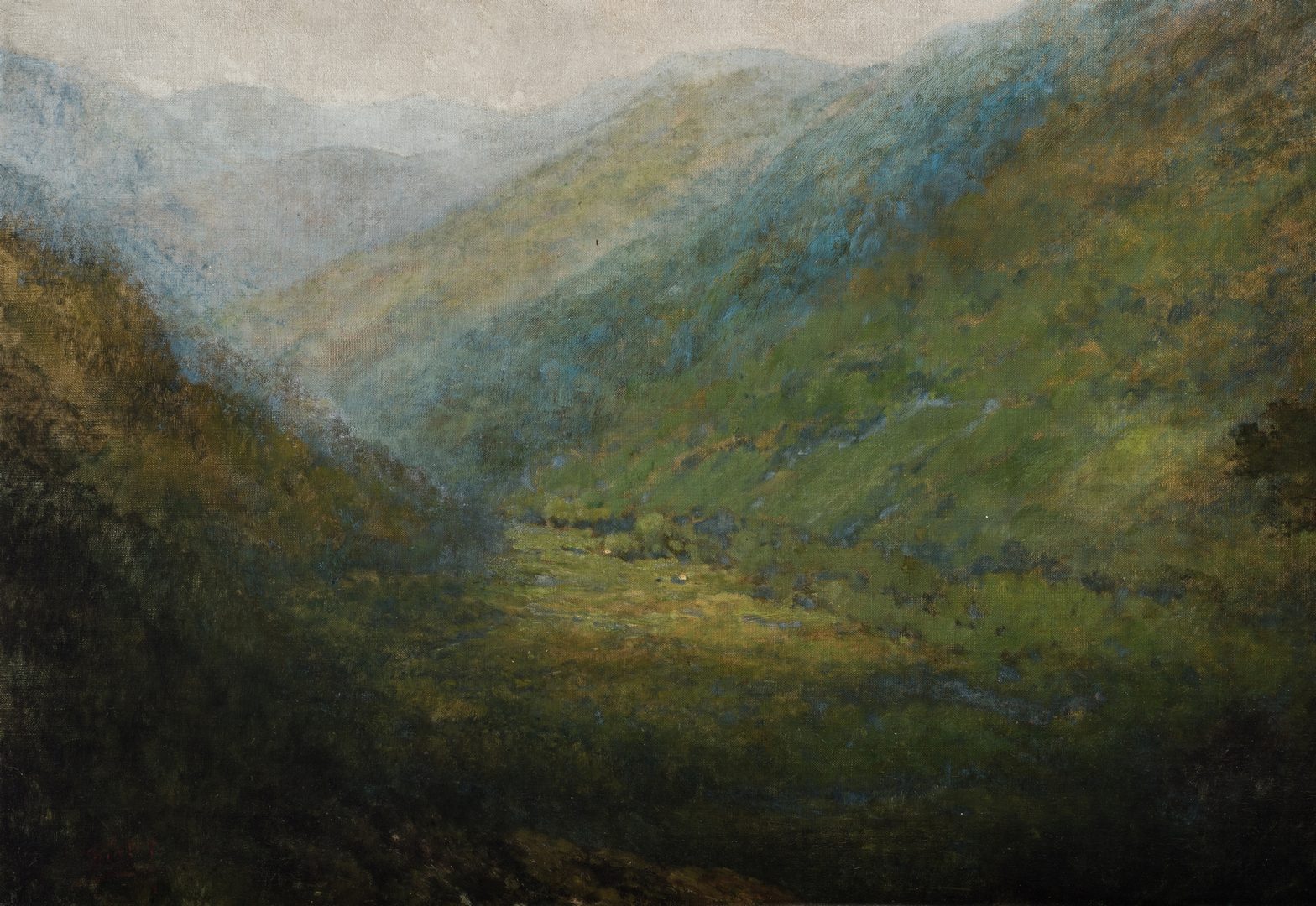 Lot 97: Large Charles Krutch Oil on Board Mountain Landscape