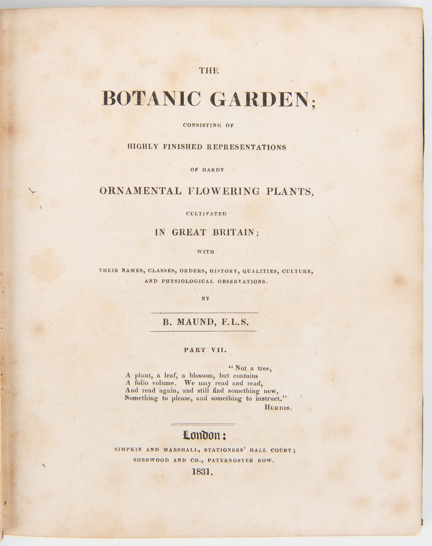Lot 100: 10 B. Maund, Botanic Gardens, inc. 1825