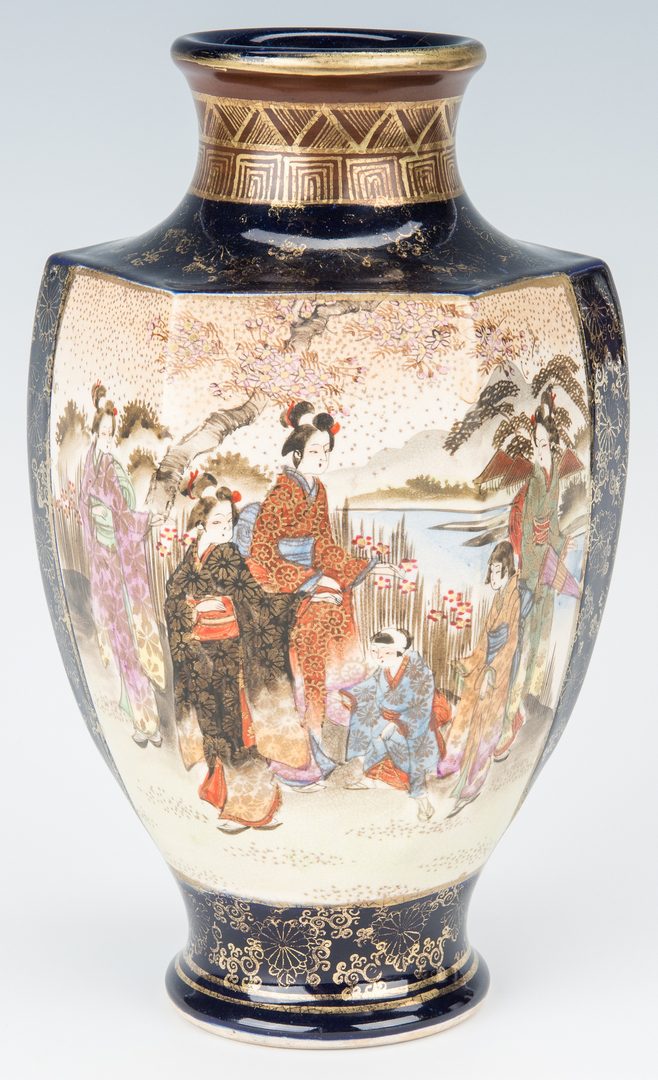 Lot 15: 7 Satsuma Vases with Cobalt, inc. Shimazu