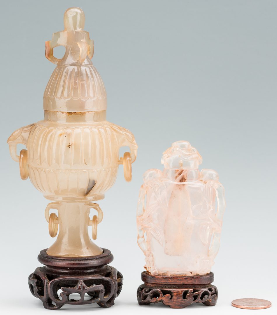 Lot 170: 2 Carved Chinese Quartz Items, Urn & Bottle