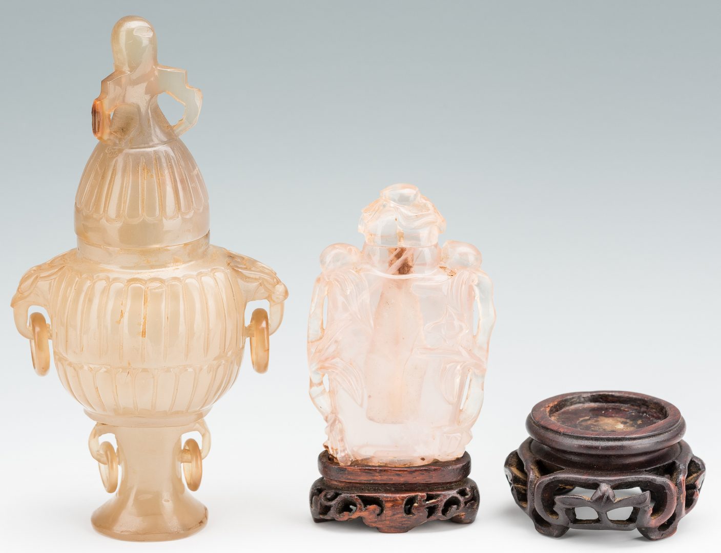 Lot 170: 2 Carved Chinese Quartz Items, Urn & Bottle