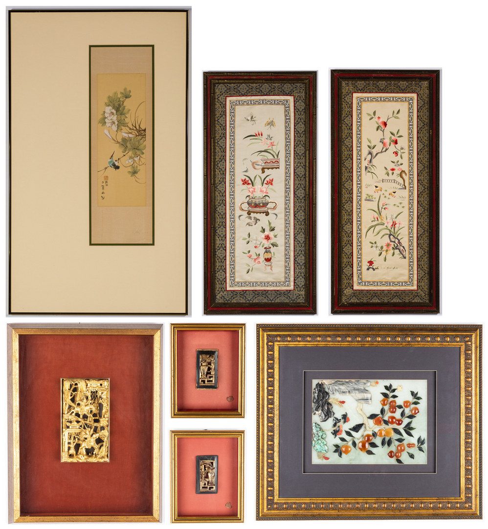Lot 172: 7 Asian Framed Decorative Items