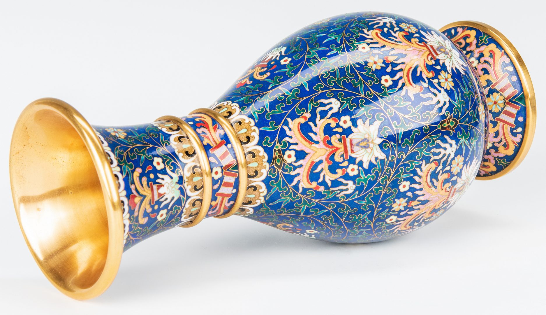 Lot 184: Pr. Chinese Blue/ White Vases & Cloisonne Vase, 3 items
