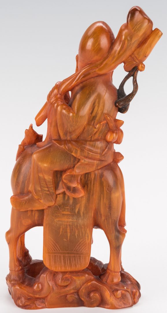 Lot 188: Chinese Carved Horn Sculpture, Immortal on Horseback