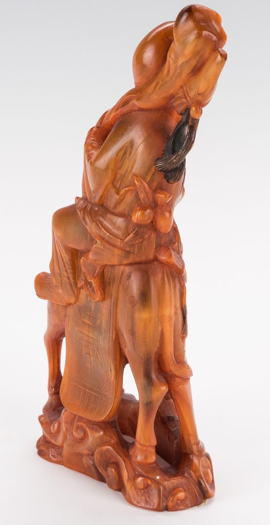 Lot 188: Chinese Carved Horn Sculpture, Immortal on Horseback