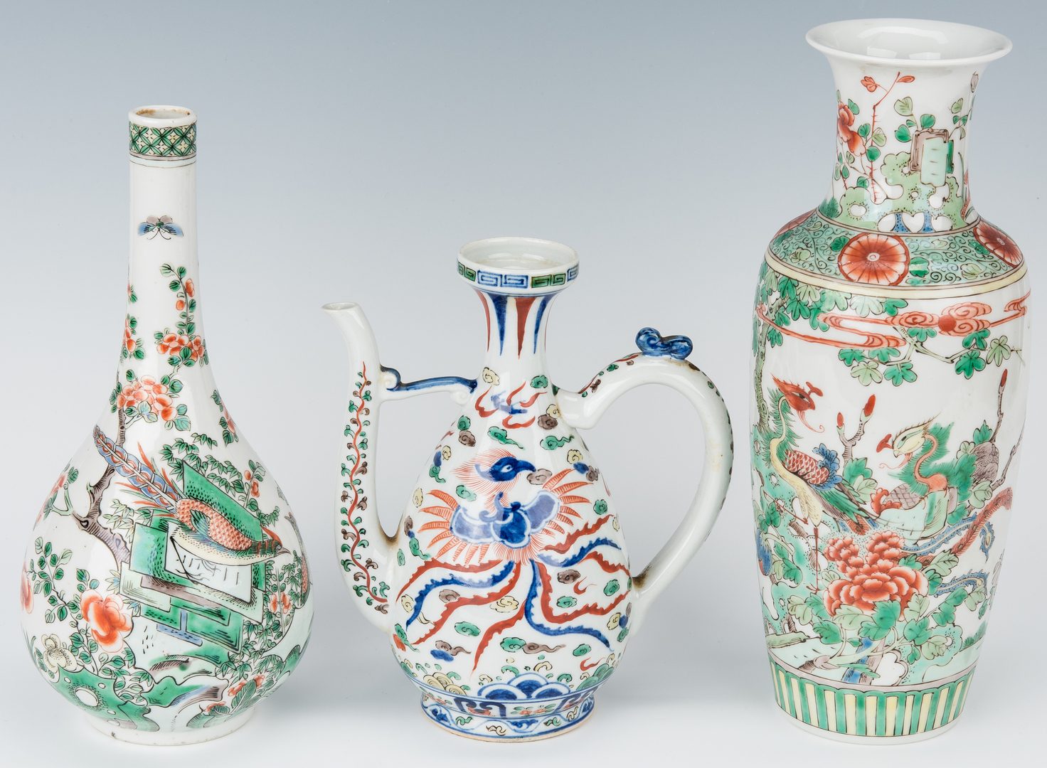 Lot 199: 3 Pcs. Chinese Famille Verte Porcelain