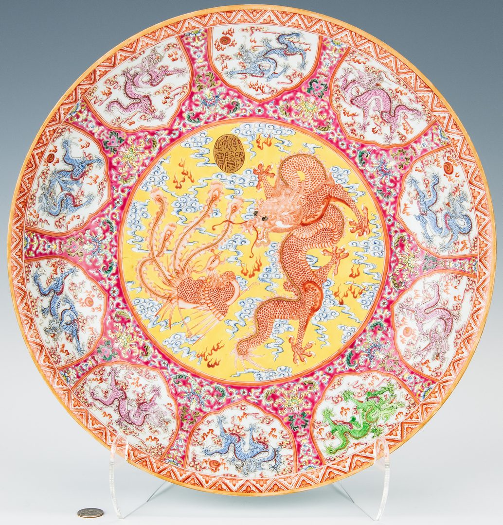 Lot 19: Lg. Chinese Famille Rose Charger, 20th century.