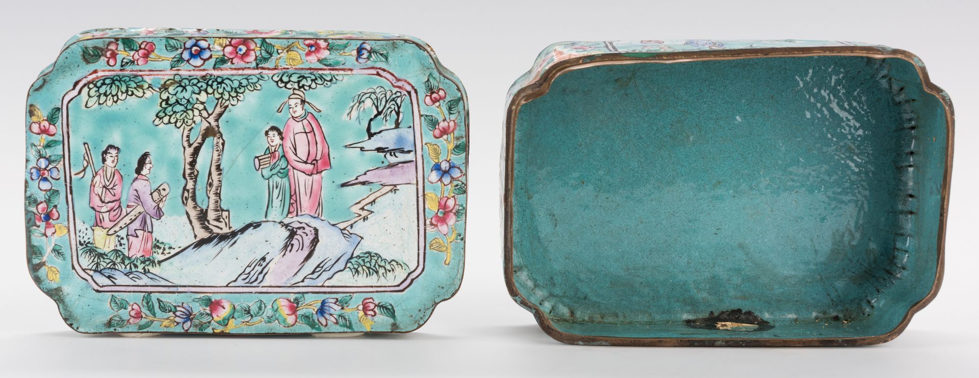 Lot 207: 5 Pcs. Chinese Cloisonne & Enameled Table Items