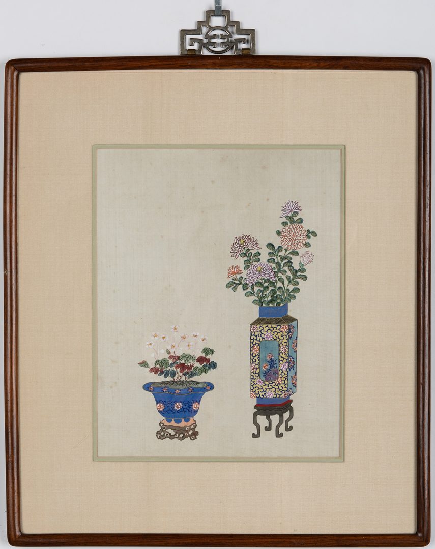 Lot 20: 4 Chinese Watercolors on Silk