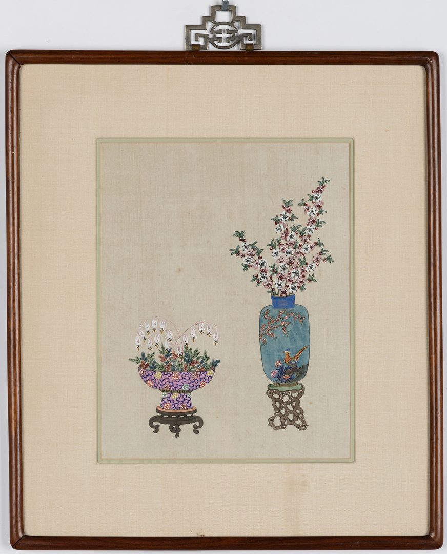 Lot 20: 4 Chinese Watercolors on Silk