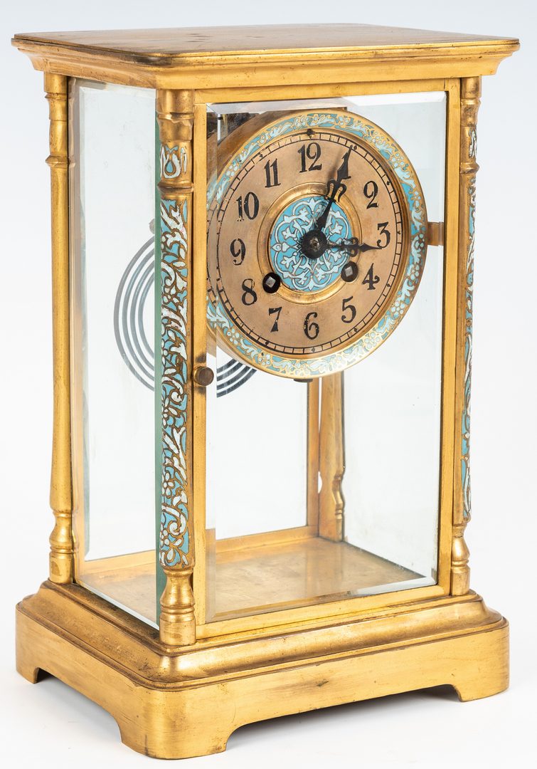Lot 227: Japy Freres Crystal Regulator Clock w/Champleve Trim